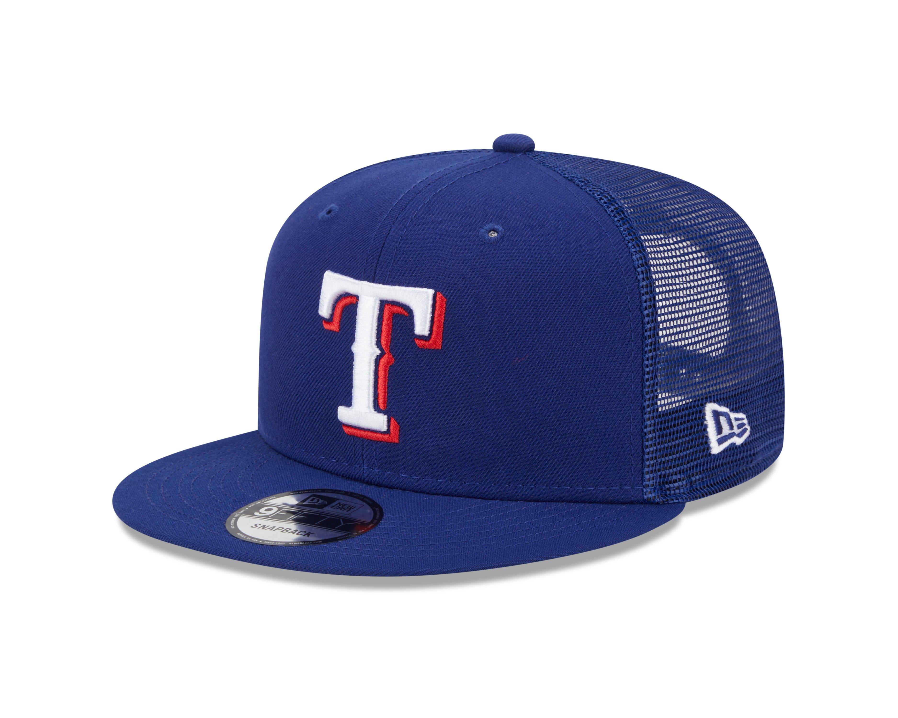 New Era Texas Rangers 9FIFTY Trucker Snapback Hat - Blue - BLUE
